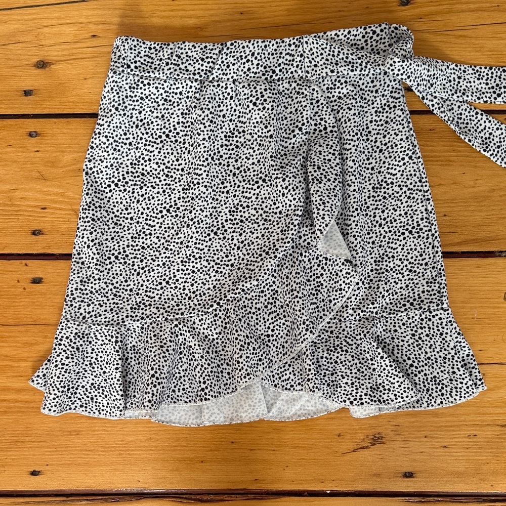 Black and White Polka Dot Wrap Skirt